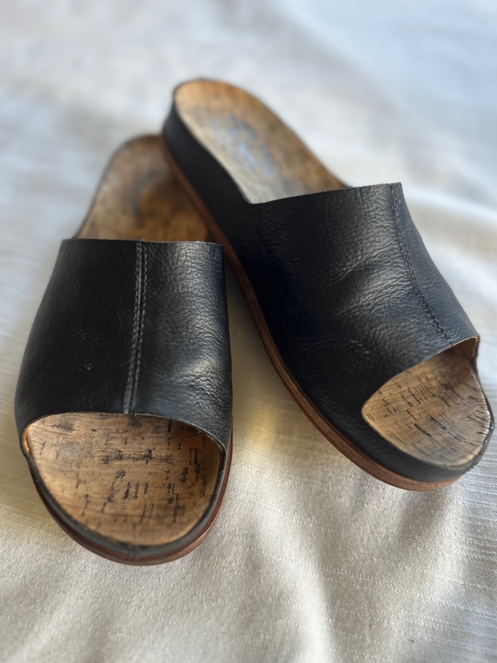 Kork-Ease Tutsi Black Leather Slide Sandals | 9